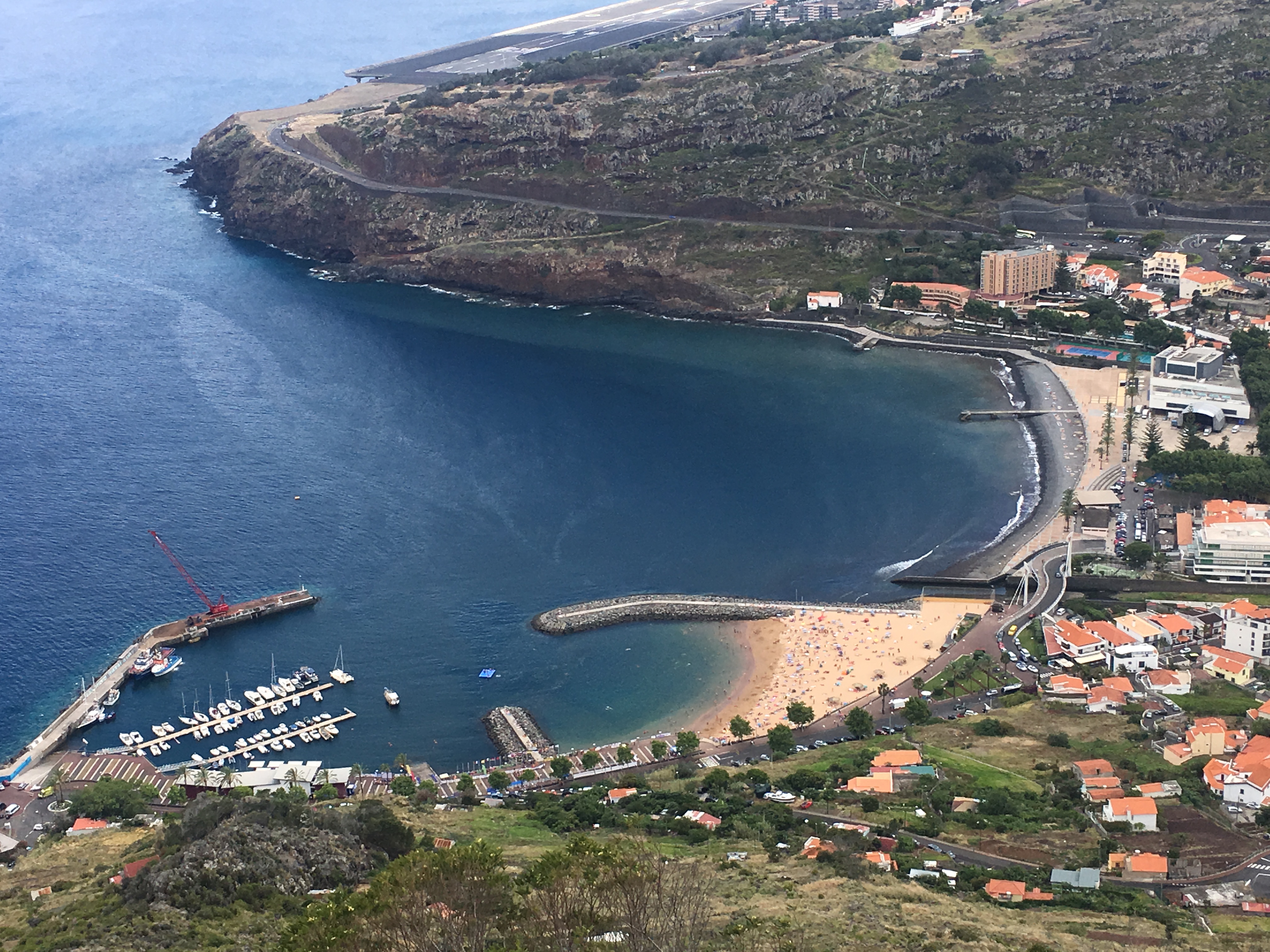 A bird's eye view of Machico bay from Pico de Facho